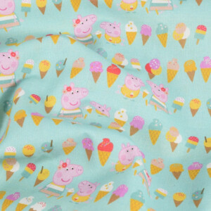 katoen poplin Peppa Pig ijsjes mint