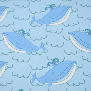 100x150 cm katoen tricot walvissen lichtblauw