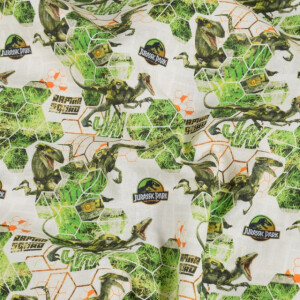 katoen poplin Jurassic Park dino's offwhite