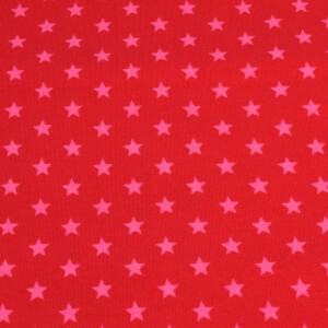 95x150 cm katoen tricot sterren oranje/rood