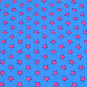 95x150 cm katoen tricot sterren roze/aqua