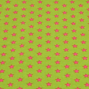95x150 cm katoen tricot sterren roze/groen