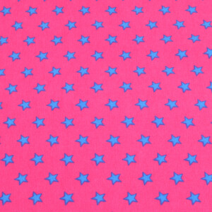 95x150 cm katoen tricot sterren aqua/roze