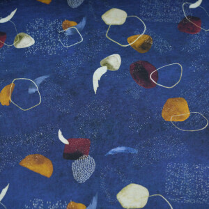 100x150 cm GOTS katoen tricot digitaaldruk abstract donkerblauw