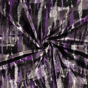 Poly viscose jersey stof discharge bedrukt abstract paars