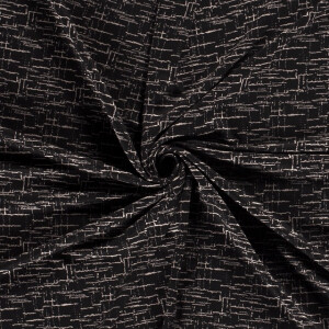 Jersey stof discharge strepen zwart