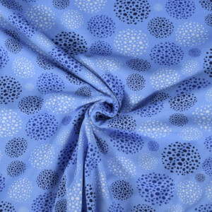 Katoen Tricot Abstracte bolletjes met puntjes lichtblauw