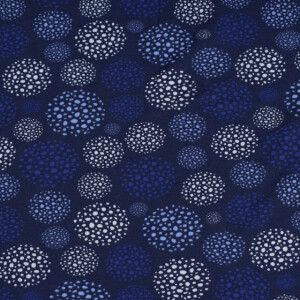 Katoen Tricot Abstracte bolletjes met puntjes donkerblauw