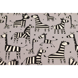 100x150 cm katoen tricot zebra's grijs