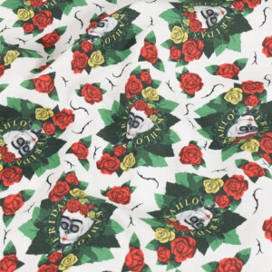 katoen poplin Frida Khalo wit