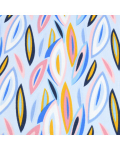 100x150 cm katoen tricot bladeren abstract lichtblauw