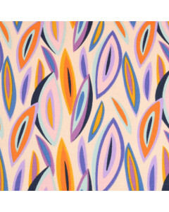 100x150 cm katoen tricot bladeren abstract zalm