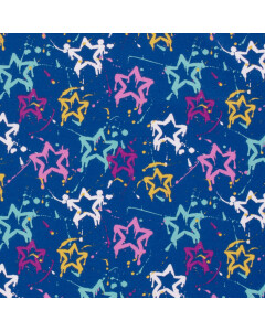 100x150cm Sweat/French Terry sterren blauw