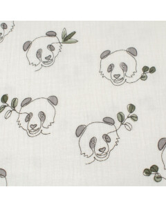 katoenen mousseline panda's offwhite