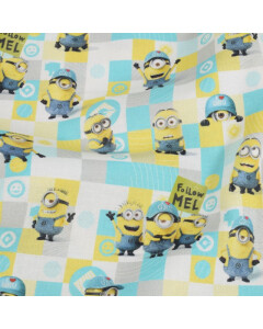 katoen poplin Minions geruit wit