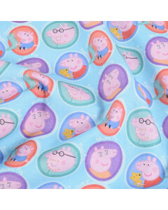 katoen poplin Peppa Pig lichtblauw