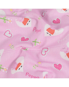 katoen poplin Peppa Pig hartjes lichtroze