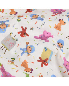 katoen poplin Pocoyo & Friends wit