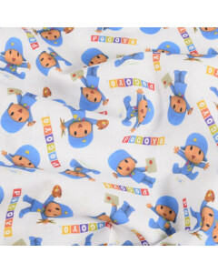 katoen poplin Pocoyo wit