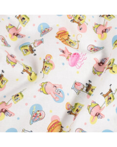katoen poplin SpongeBob wit