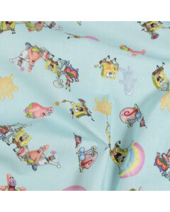 katoen poplin SpongeBob lichtblauw