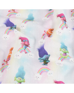 katoen poplin Trolls regenboog