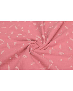 katoenen mousseline triple layer veertjes oudroze