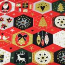 50x140 cm katoen christmas hexagons rood/gold