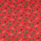 50x140 cm katoen christmas hulst rood/gold