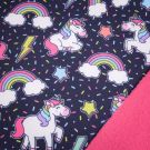 Softshell digitaaldruk eenhoorns en regenbogen marine/pink