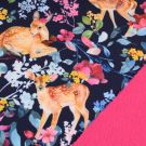 Softshell digitaaldruk hertjes met bloemen marine