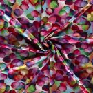 Poly viscose jersey stof discharge bedrukt stippen fuchsia