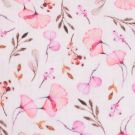 Katoenen mousseline ginkgo bladeren roze