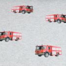 Joggingstof digitaaldruk brandweerauto's lichtgrijs melange