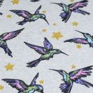 Joggingstof digitaaldruk vogels lichtgrijs melange