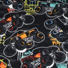 Joggingstof digitaaldruk monstertrucks zwart