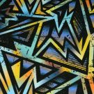 Joggingstof digitaaldruk graffiti aqua/geel