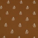 Katoen poplin bedrukt zeilbootjes bruin