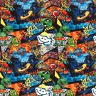 Joggingstof digitaaldruk graffiti zwart/multicolor