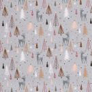 Katoen poplin christmas kerstbomen grijs/goud