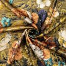 Viscose satijn digitaaldruk bloemen bruin