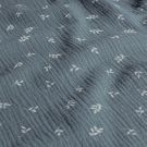 Katoenen mousseline bladeren staalblauw