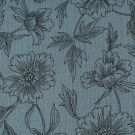 Katoenen mousseline bloemen staalblauw