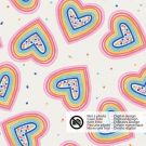 50x150cm katoen tricot gekleurde harten offwhite