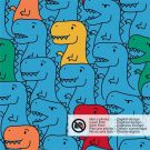 50x150cm katoen tricot dino's aqua