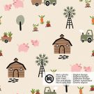 50x150cm katoen tricot boerderijen offwhite