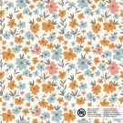 Katoen poplin bloemen offwhite