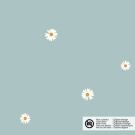 Katoen poplin bloemen babyblauw