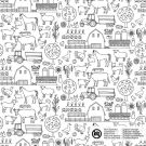 Katoen poplin boerderijdieren wit