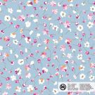 Katoen poplin bloemen babyblauw